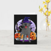 Lustiger schwarzer Lab Labrador Hund Halloween Hex Karte (Gelbe Blume)