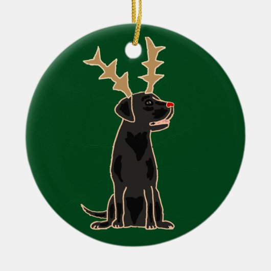 Lustiger schwarzer Labrador mit Keramik Ornament (Vorne)