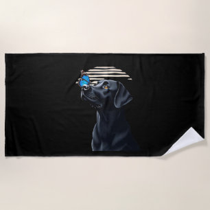 Lustiger schwarzer Labrador Retriever Lab Hund Bes Strandtuch