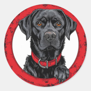 Lustiger schwarzer Labrador Runder Aufkleber