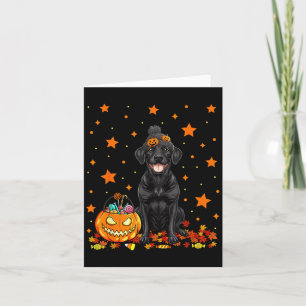Lustiger schwarzer Labradorhund und Kürbiskonfekt Karte