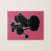 Lustiger schwarzer Pudel-Welpen-HundeCartoon Puzzle (Horizontal)