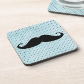 Lustiger schwarzer Schnurrbart auf aquamarinen Untersetzer (Linke Seite)