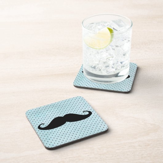 Lustiger schwarzer Schnurrbart auf aquamarinen Untersetzer (Rechte Seite)