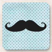 Lustiger schwarzer Schnurrbart auf aquamarinen Untersetzer (Vorderseite)