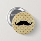 Lustiger schwarzer Schnurrbart auf vintage gelben Button (Vorne & Hinten)