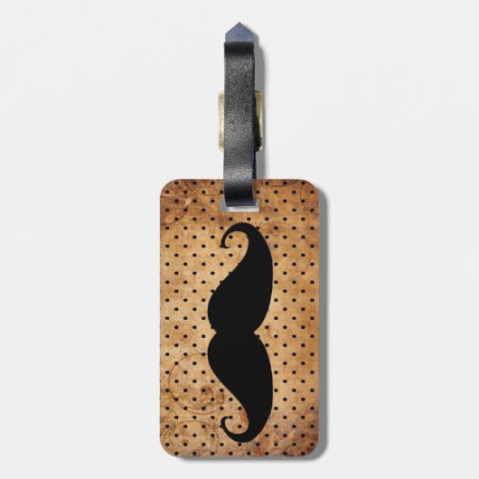 Lustiger schwarzer Schnurrbart Gepäckanhänger (Rückseite vertikal)