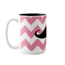 Lustiger schwarzer Schnurrbart und rosa Chevron-Mu
