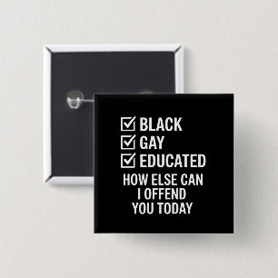 Lustiger Schwarzer Schwuler Stolz Unterstützt LGBT Button