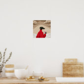 Lustiger schwarzer Windhund im roten Pullover Kaff Poster (Küche)