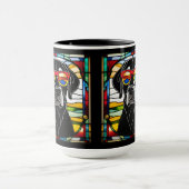Lustiger Schwarzlabrador-Buntglas-Kaffeebecher Tasse (Zentrum)