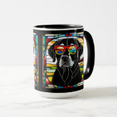 Lustiger Schwarzlabrador-Buntglas-Kaffeebecher Tasse (VorderseiteRechts)