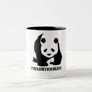 Lustiger Schwarzweiss-Panda-Bär Pandamonium Zweifarbige Tasse