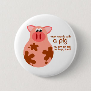 Lustiger Schwein-Zitatknopf Button