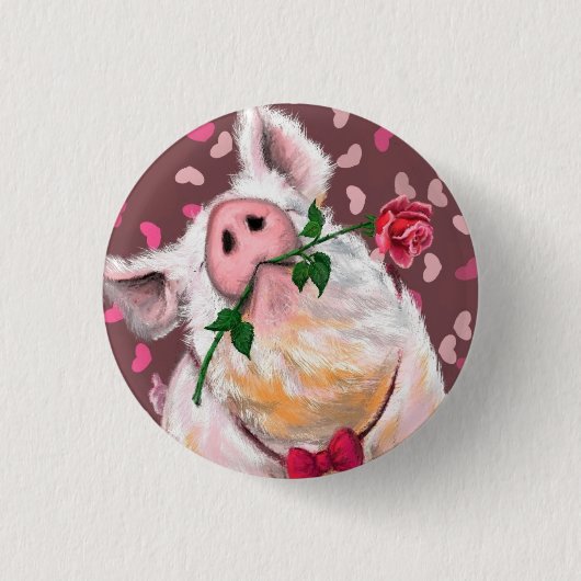Lustiger Schweineknopf Button (Vorderseite)