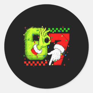 Lustiger Sechs Sieben 67 Meme 6 7 Weihnachtselfen- Runder Aufkleber