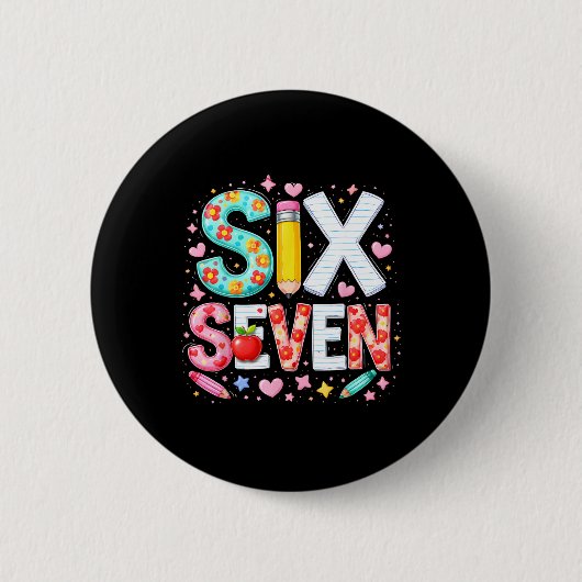 Lustiger Sechs Sieben 6 7 Lehrer Meme Mathe Clroom Button (Vorderseite)