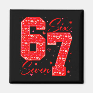 Lustiger Sechs Sieben 6 7 Meme Herzen Cupid Valent Magnet