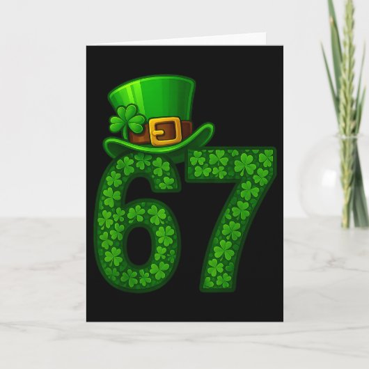 Lustiger Sechs Sieben Meme 67 St Patricks Day Sham Karte (Vorderseite)
