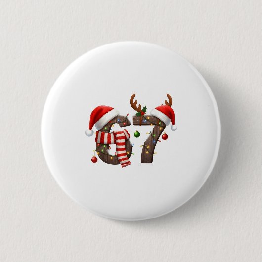Lustiger Sechs Sieben Meme 6-7 Xmas 67 Weihnachtsl Button (Vorderseite)