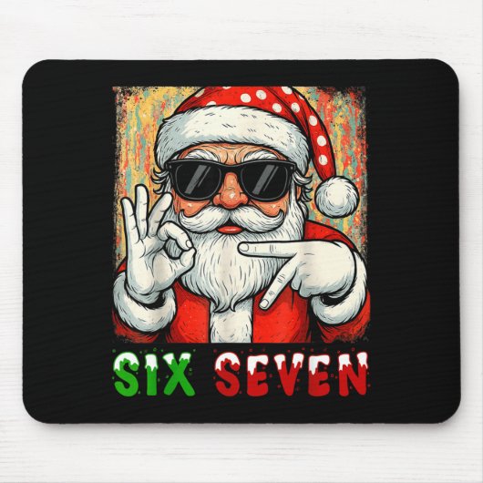 Lustiger Sechs Sieben Meme Weihnachten Cool Santa Mousepad (Vorne)