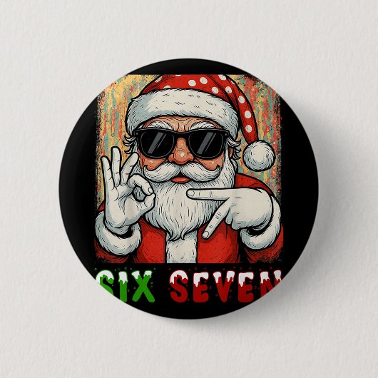 Lustiger Sechs Sieben Meme Weihnachten Cooler Sant Button (Vorderseite)