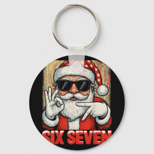 Lustiger Sechs Sieben Meme Weihnachten Cooler Sant Schlüsselanhänger