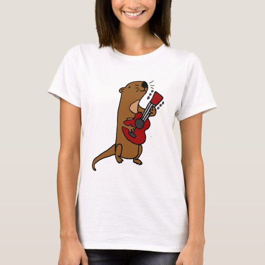 Lustiger Seeotter, der Gitarre spielt T-Shirt (Vorderseite)