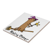 Lustiger Seeotter-Zauberer-Cartoon Fliese (Seite)