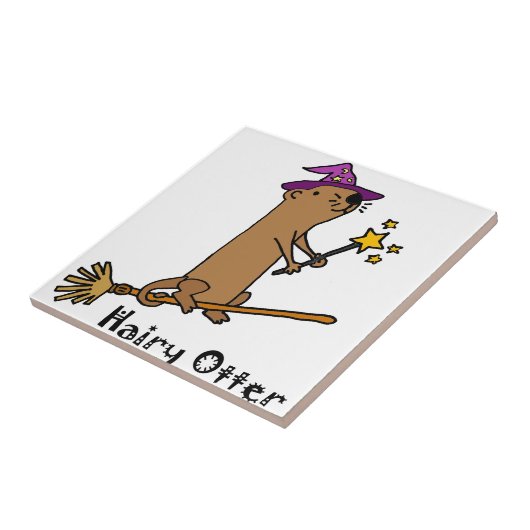 Lustiger Seeotter-Zauberer-Cartoon Fliese (Seite)