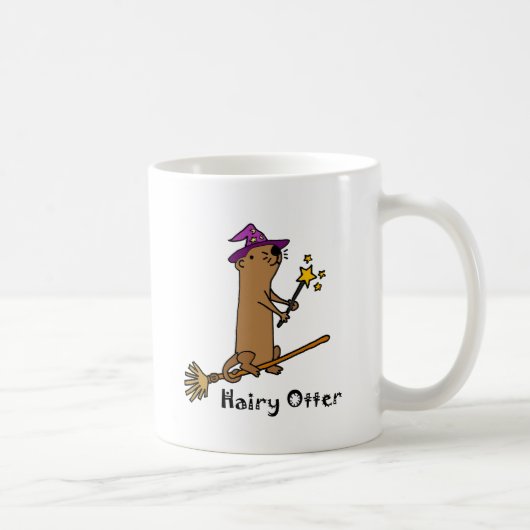 Lustiger Seeotter-Zauberer-Cartoon Kaffeetasse (Rechts)