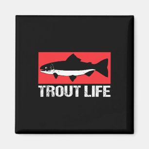 Lustiger Seesaibling Angler Forellen Leben Magnet