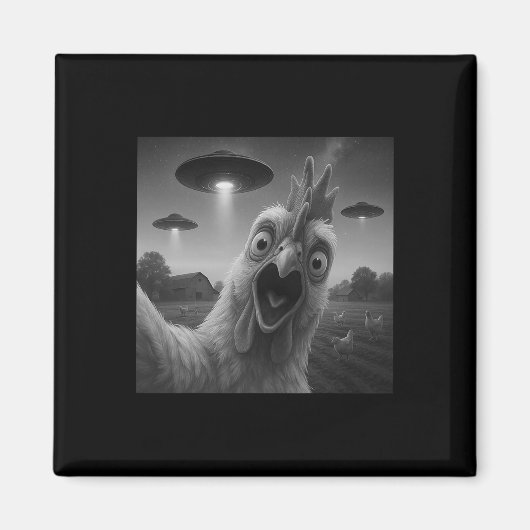 Lustiger Selfie-Hahn mit UFOs Wei Magnet (Vorne)