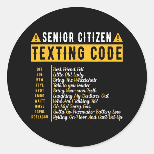 Lustiger Senioren-Textcode Vintage Gra Runder Aufkleber (Vorderseite)