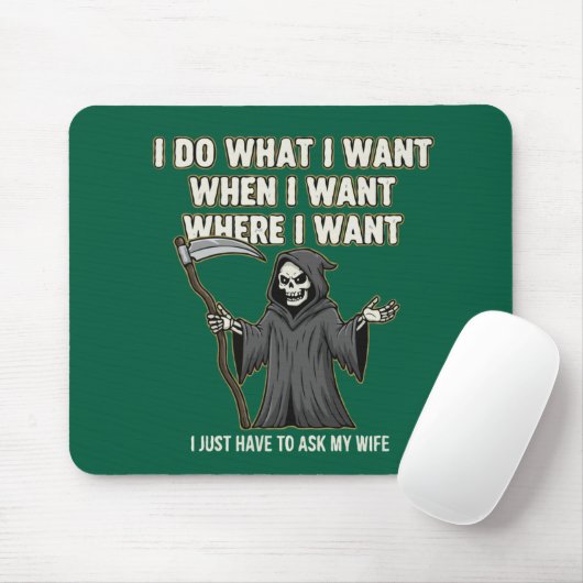 Lustiger Sensenmann "Frag Meine Frau" Ehemann Ehe Mousepad (Mit Mouse)