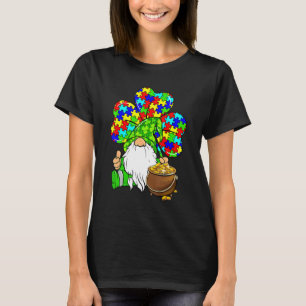 Lustiger Shamrock-Gnom Autismus-Unterstützung Glüc T-Shirt