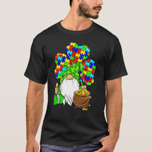 Lustiger Shamrock-Gnom Autismus-Unterstützung Glüc T-Shirt