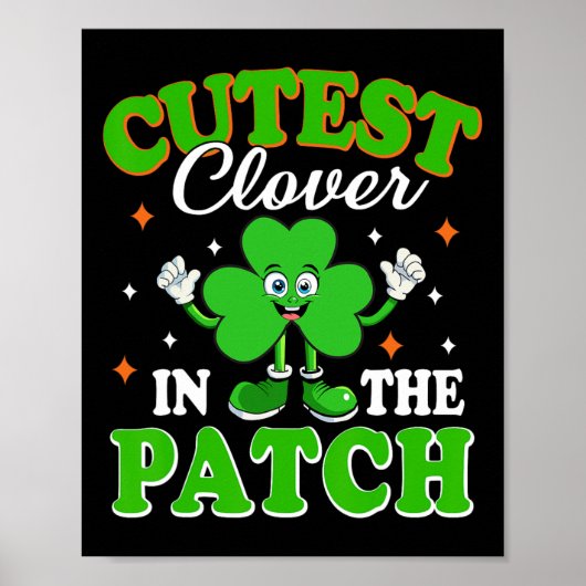 Lustiger Shamrock süßester Klee im Patch St. Patri Poster (Vorne)