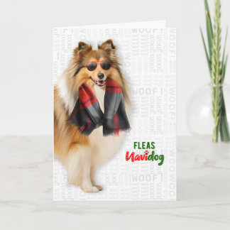 Lustiger Shetland Sheepdog Flöhe Navidog Weihnacht Feiertagskarte