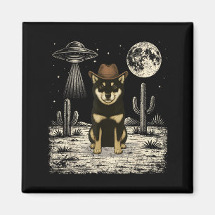 Lustiger Shiba Inu Cowboy Western Hund Ufo Magnet