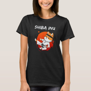 Lustiger Shiba Inu Uni Hund Hochtritt Karate Meist T-Shirt