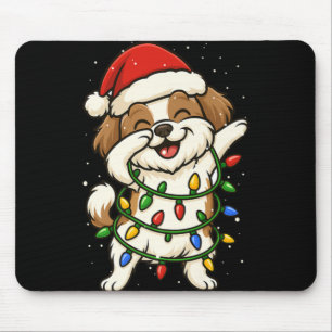 Lustiger Shih Tzu Dabbing Weihnachtslichter Xmas M Mousepad