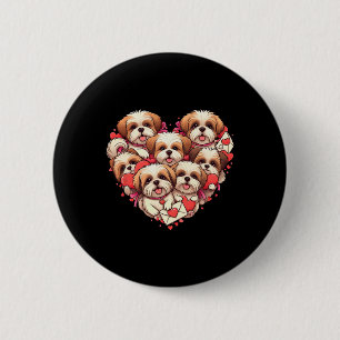 Lustiger Shih Tzu Herz Valentinstag Shih Tzu Fraue Button