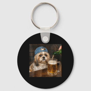 Lustiger Shih Tzu-Hund, der Bier trinkt, Meme Schlüsselanhänger