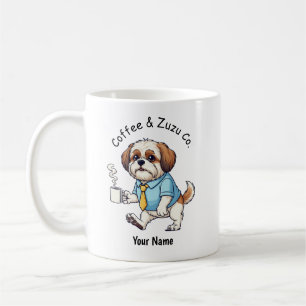 Lustiger Shih Tzu Hund Geschäftsanzug Kaffee Kaffeetasse