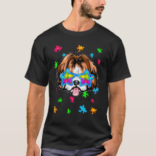 Lustiger Shih Tzu Puzzle Autismus-Bewusstsein Hund T-Shirt
