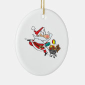 lustiger Shopping-Santa-Cartoon Keramikornament (Rechts)