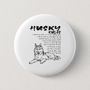 Lustiger Siberian Husky Hund Handgezeichnete Kunst Button