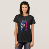 Lustiger Sibirischer Husky-Impressionismus T-Shirt (Vorne ganz)
