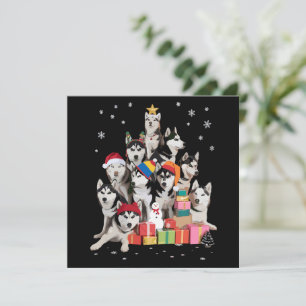 Lustiger Sibirischer Husky Weihnachtsbaum Haustier Feiertagskarte